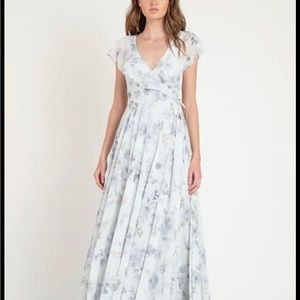Jenny Yoo Faye Bridesmaid Dress in Blue Ditsy Floral, size 8